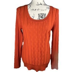 Carolyn Taylor Sweater Top Sz PXL Orange Scoop Ribbed Long Sleeve